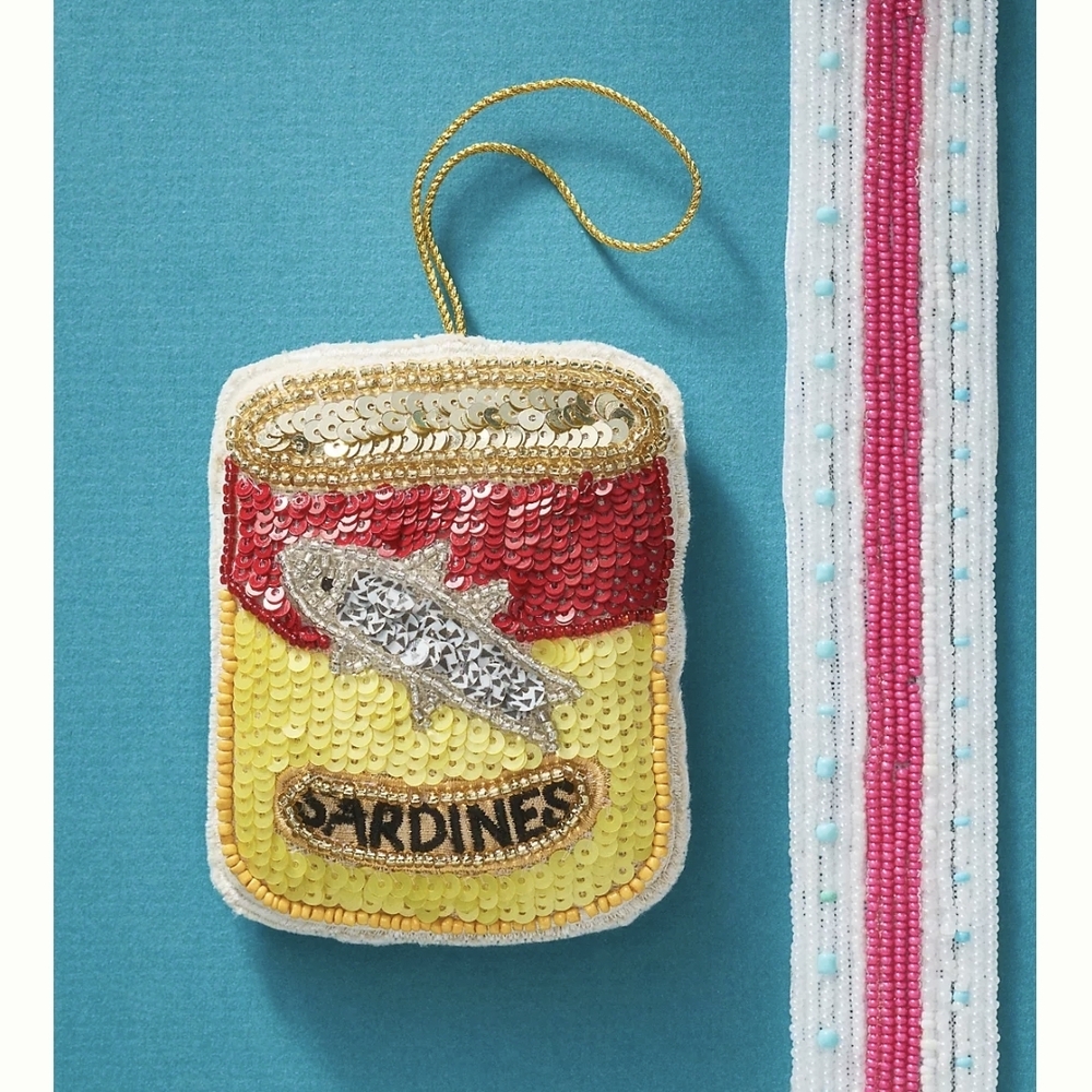 Anthropologie Sardines Beaded Accoutrement Ornament, New With Tags